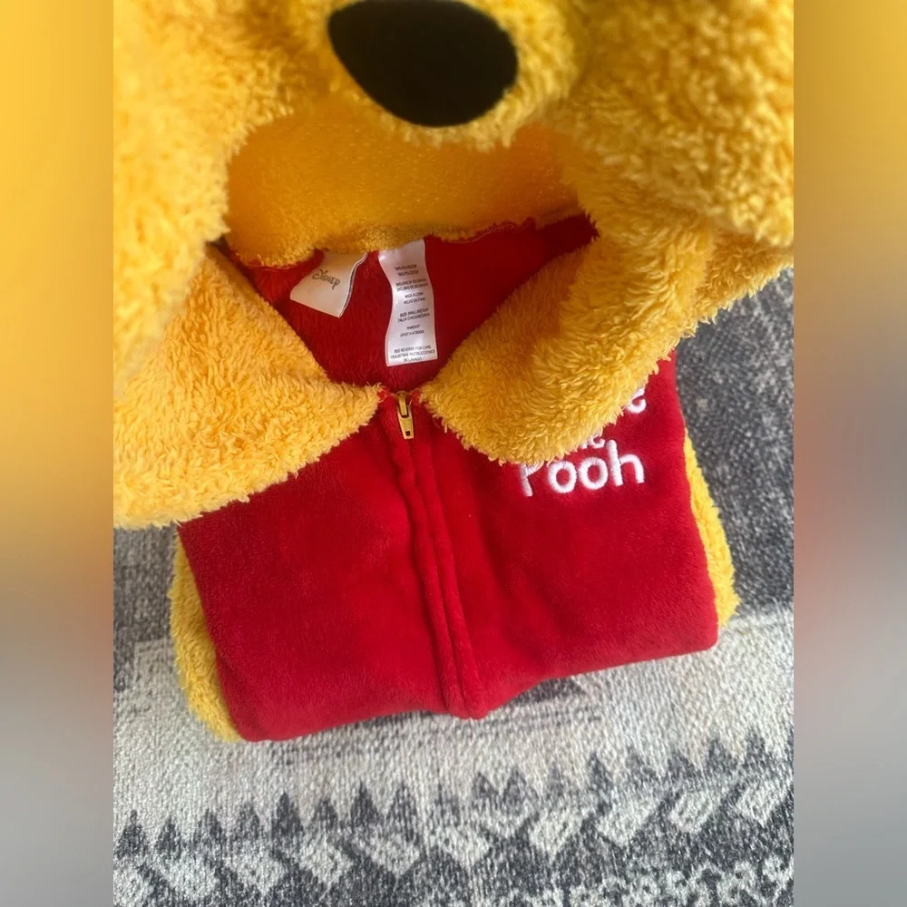 Y2K Disney Winnie the Pooh Women’s Hooded Pooh Zip Onesie Pjs Costume Size Small - Picture 6 of 15